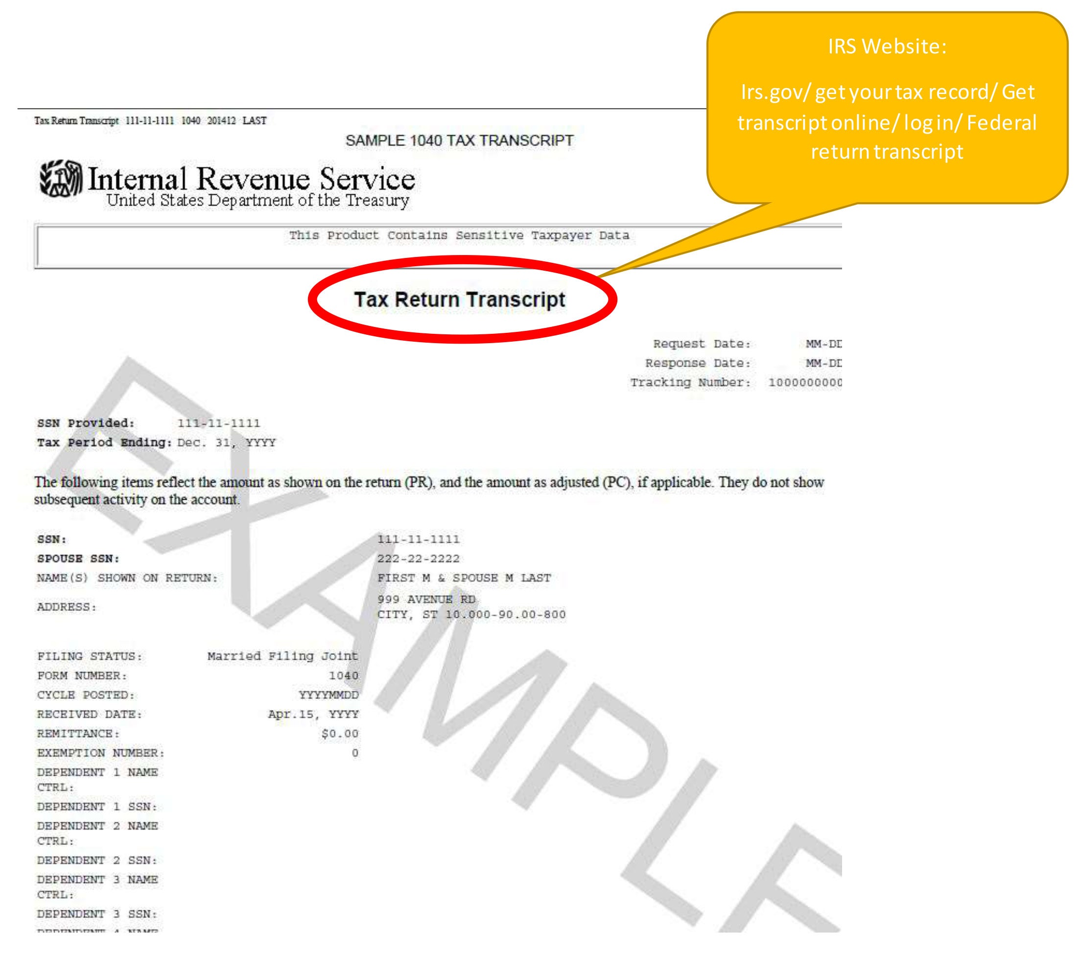 IRS Tax return transcript