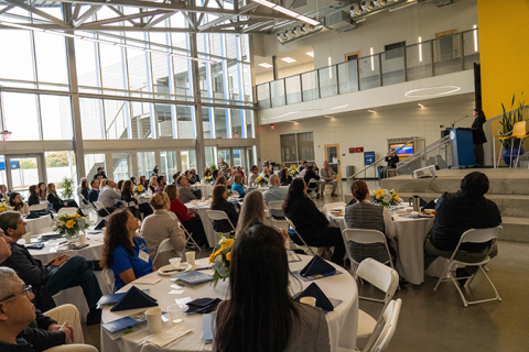 Audience at Partners and Pancakes event 