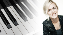 piano and headshot of Susan Boettger