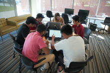 Students studying at table 