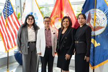 IVC administraor and staff posing with Keynote Speaker of Women Veterans Networking Forum 