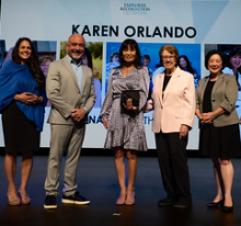 Chancellor Barnes, President Hernandez, Karen Orlando, Trustee Carolyn Inmon, Trustee Lisa Bartlett