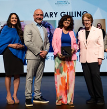 Chancellor Barnes, President Hernandez, Mary Gullino, Trustee Carolyn Inmon 